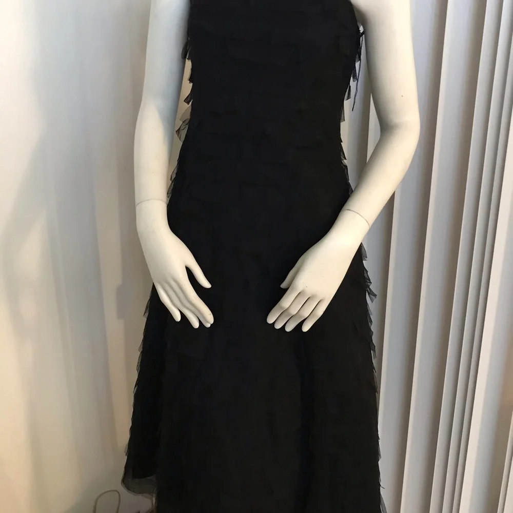 BCBG Maxazria black tulle layered Designer Dress - Picture 8 of 15